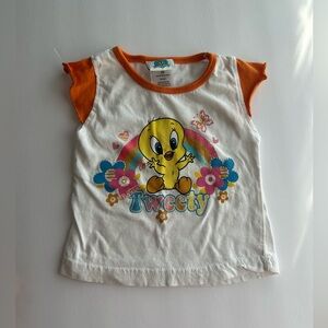 Vintage Tweety Bird Warner Bros. White T-Shirt with Orange Trim